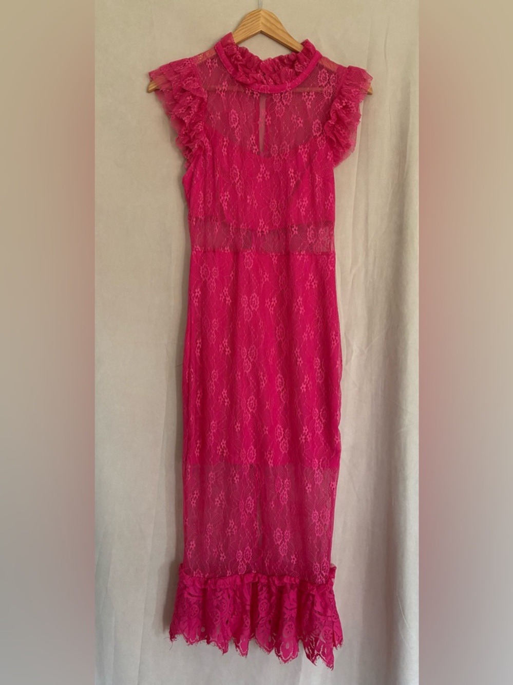 Endless Rose Hot Pink Lace Midi Dress